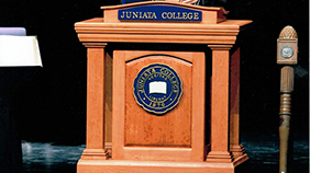 Juniata College Podium with College President