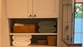 custom bathroom counter & cabinets