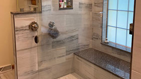 custom bathroom counter & cabinets