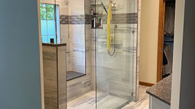 custom bathroom counter & cabinets