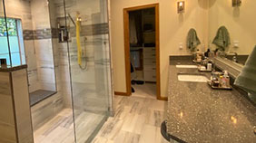 custom bathroom counter & cabinets